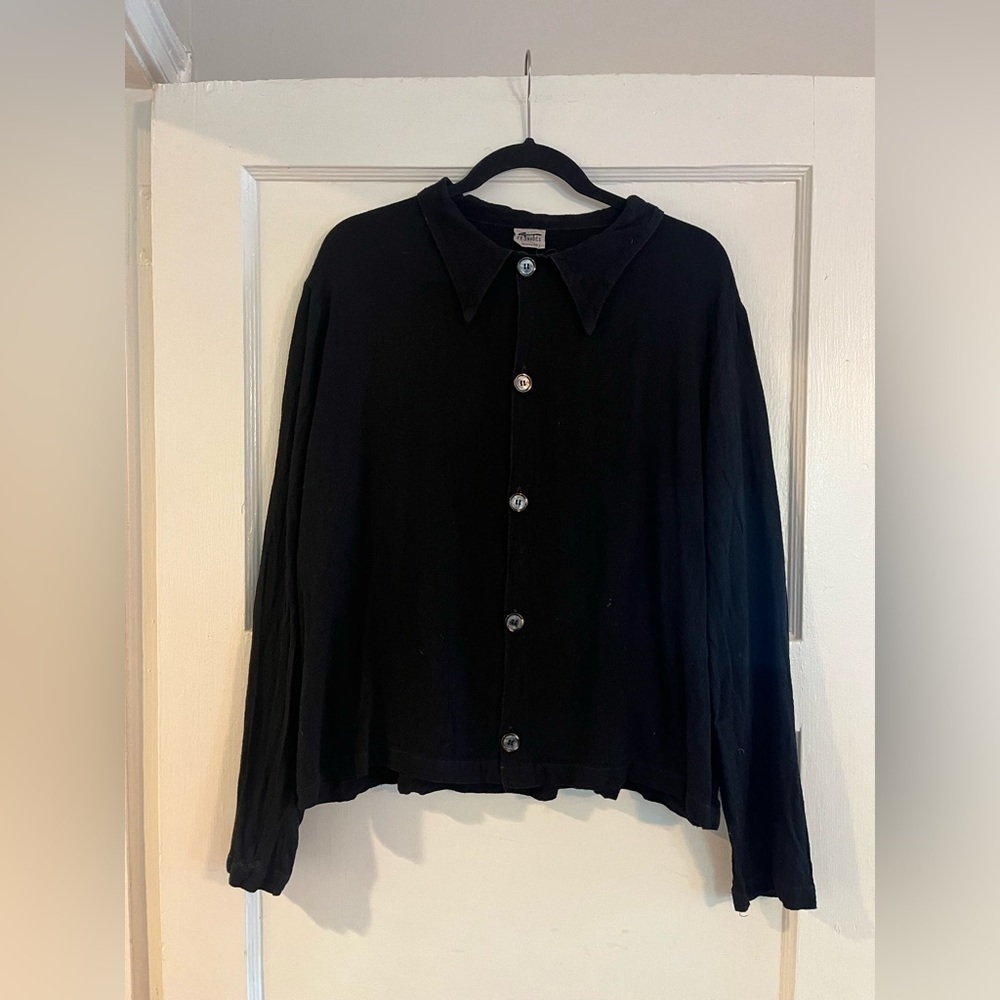CP shades black linen button down shirt